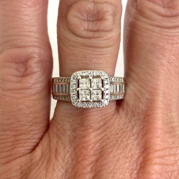 Sterling Silver 925 FZN Multi Stone Cubic Zirconia Engagement Ring Sz 6.75 - Picture 14 of 16